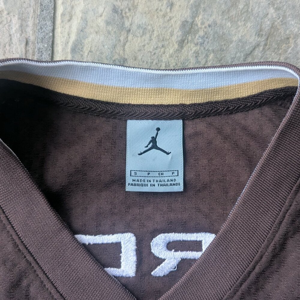 Vintage Air Jordan Jersey Mens Brown Michael Jordan 23 Stitched Jumpman - Picture 2 of 3